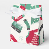 Oogstrelende kerstfeestdag groen rood rood bedankdoosjes (Voorkant Zijde)