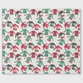 Oogstrelende kerstfeestdag groen rood rood cadeaupapier (Vlak)