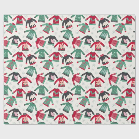 Oogstrelende kerstfeestdag groen rood rood cadeaupapier (Vlak)