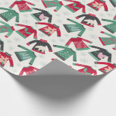 Oogstrelende kerstfeestdag groen rood rood cadeaupapier (Hoek)