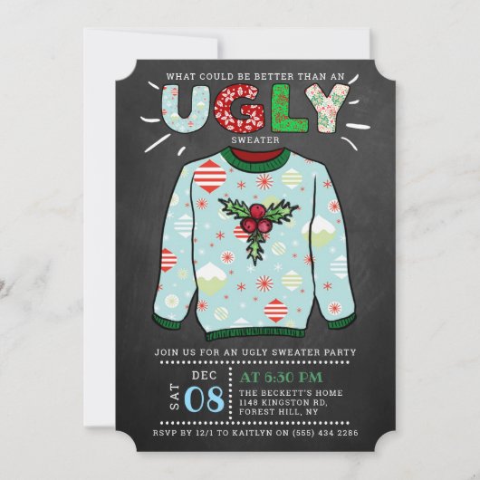 Oogstrelende kerstfeestdag in Chalkboard Kaart (Voorkant)