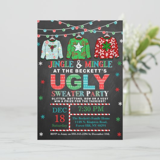 Oogstrelende kerstfeestdag in Chalkboard Kaart (Staand voorkant)