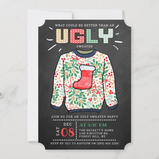 Oogstrelende kerstfeestdag in Chalkboard Kaart (Voorkant)