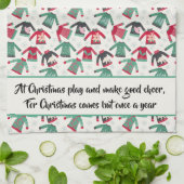 Oogstrelende kerstfeestpartij levert groen citaat theedoek (Gevouwen)