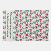 Oogstrelende kerstfeestpartij levert groen citaat theedoek (Horizontaal)