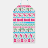 Oogstrelende kerstkeuken Tropische Flamingo Cadeaulabel (Achterkant)