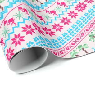 Oogstrelende kerstkeuken Tropische Flamingo Cadeaupapier