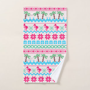 Oogstrelende kerstkeuken Tropische Flamingo Handdoek