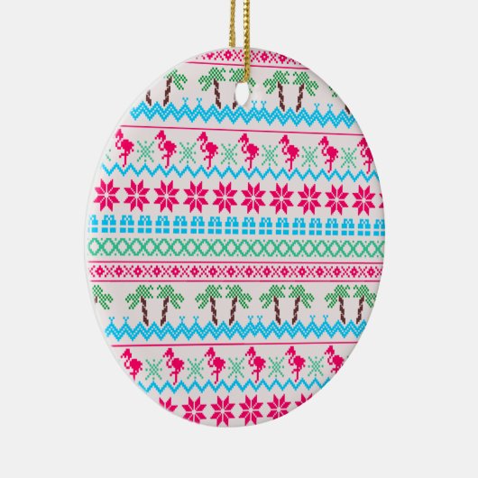 Oogstrelende kerstkeuken Tropische Flamingo Keramisch Ornament (Rechts)