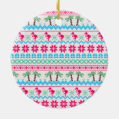 Oogstrelende kerstkeuken Tropische Flamingo Keramisch Ornament (Achterkant)