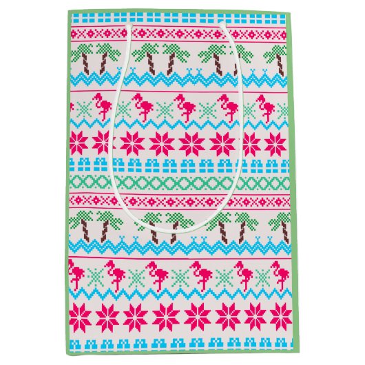 Oogstrelende kerstkeuken Tropische Flamingo Medium Cadeauzakje (Voorkant)