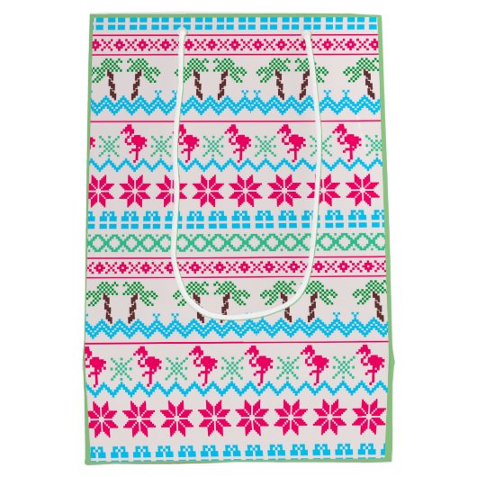 Oogstrelende kerstkeuken Tropische Flamingo Medium Cadeauzakje (Achterkant)