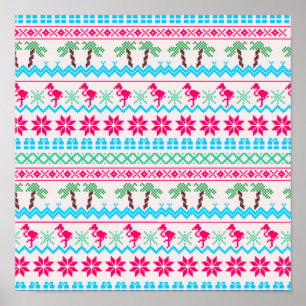 Oogstrelende kerstkeuken Tropische Flamingo Poster