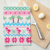 Oogstrelende kerstkeuken Tropische Flamingo Theedoek (Quarter Fold)