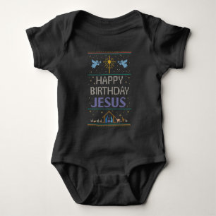 Oogstrelende kerstkeukenkleur Happy Birthday Jesus Romper