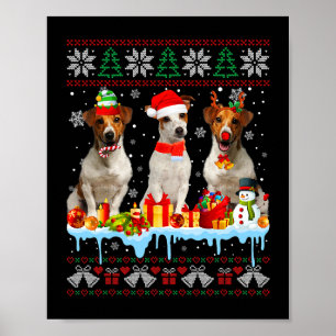 Oogstrelende kerstman Jack Russell Terrier Dog San Poster