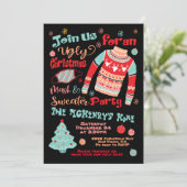 Oogstrelende kerstmis-Masker en Sweater Party Kaart (Staand voorkant)