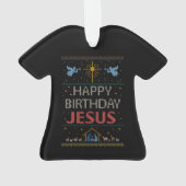 Oogstrelende kerstzuster Happy Birthday Jesus Ornament (achterkant)
