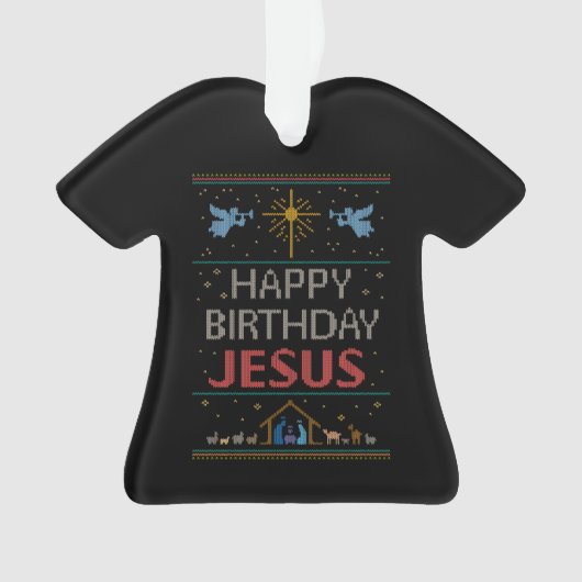 Oogstrelende kerstzuster Happy Birthday Jesus Ornament (voorkant)