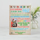 Oogstrelende kerstzweten Foto-uitnodigingen Kaart (Staand voorkant)