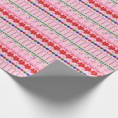 Oogstrelende tropische roze flamingos op roze kers cadeaupapier (Hoek)