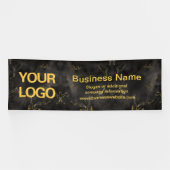 Oogstrelende zwarte en gouden marmer-zakenlogan spandoek (Horizontaal)