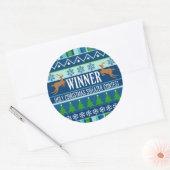 Oogstrelprijswinnaar blauw kerstfeest ronde sticker (Envelop)