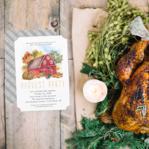 Oogstschuur Thanksgiving-dinerfeest Kaart