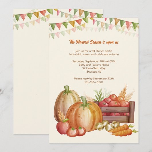 Oogstseizoen Uitnodiging (Voorkant / Achterkant)