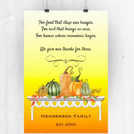 Oogsttafel Thankful Blessing Poster