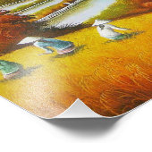 Oogsttijd: Een landelijk landschap met een berg Foto Afdruk (Hoek)