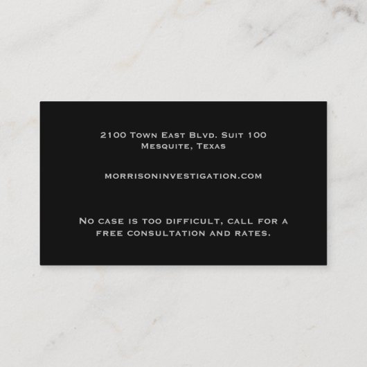 Oogsymbool Privé-onderzoek Visitekaartje (Achterkant)