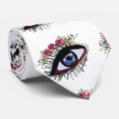 Oogtekening & Bloemen Art Stropdas (Opgerold)