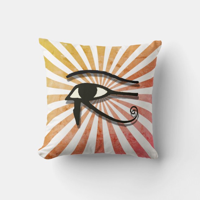Oogtekening van het Egyptische symbool Retro Sun Kussen (Voorkant)