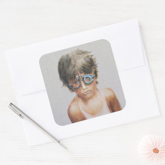 Oogtest in Vivekananda Vierkante Sticker (Envelop)