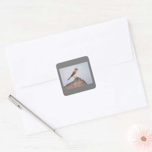 Oogtest op de kruiwagen vierkante sticker (Envelop)
