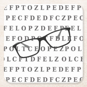 Oogtestkaart en montuur leuke opticien kartonnen onderzetters