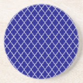 Oogtonend Quatrefoil Navy Blue & White Pattern Zandsteen Onderzetter (Voorkant)