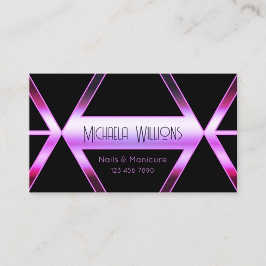 Oogtonend zwarte geometrische roze Paarse shimmer Visitekaartje (Voorkant)