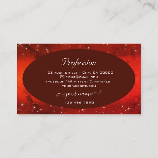 Oogvaar met rood gemarmerde glittersterren stijlvo visitekaartje (Achterkant)