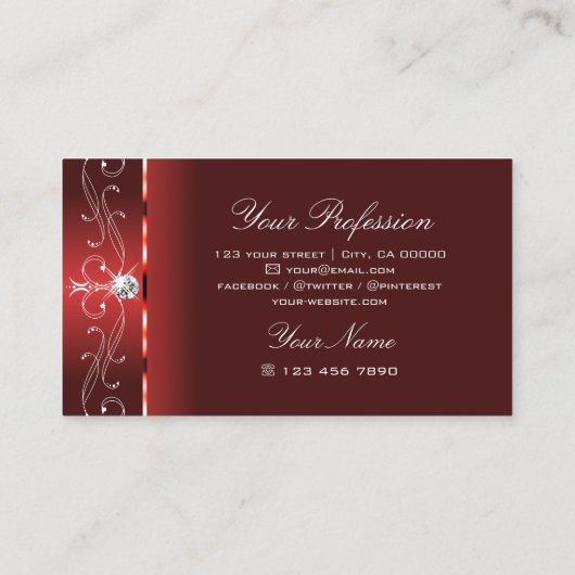 Oogvaar Rubby Red Squiggled Jewels Ornamental Visitekaartje (Achterkant)