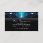 Oogvangst Blauwgroen vierkant jewels monogram zwar Visitekaartje (Achterkant)