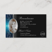 Oogvangst Blauwgroen vierkant Joodse Logo Foto Visitekaartje (Achterkant)