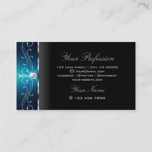 Oogvangst Blauwgroen vierkant Joodse Ornamenten Visitekaartje (Achterkant)