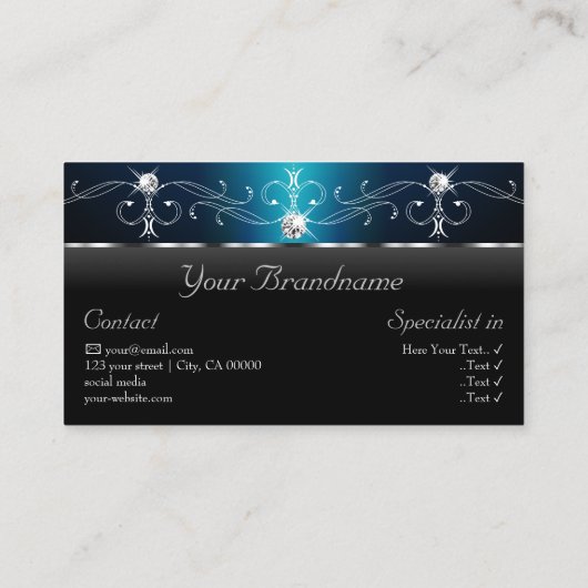 Oogvangst Blauwgroen vierkantsjuwelen toevoegen Fo Visitekaartje (Achterkant)