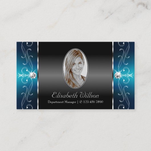 Oogvangst Blauwgroen vierkantsjuwelen toevoegen Fo Visitekaartje (Voorkant)