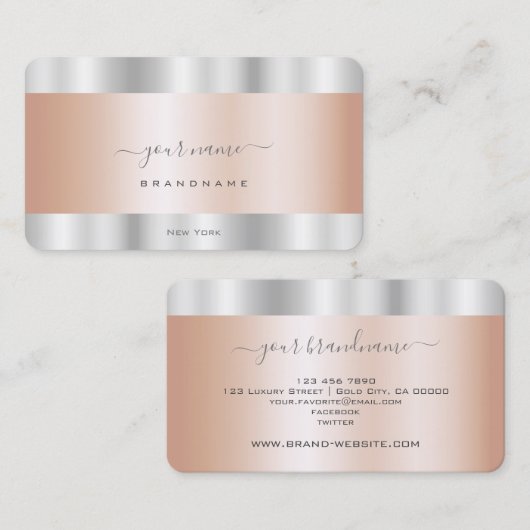 Oogvangst Roos Gold- en zilverkleuren Modern Visitekaartje (Voorkant / Achterkant)