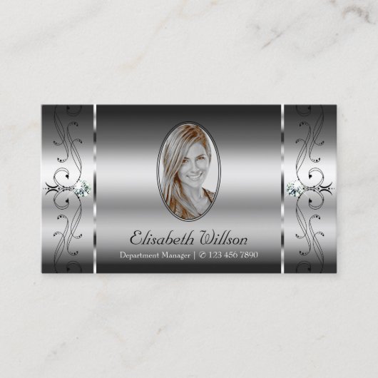 Oogvangst Zilveren gekrikte juwelen met foto Visitekaartje (Voorkant)