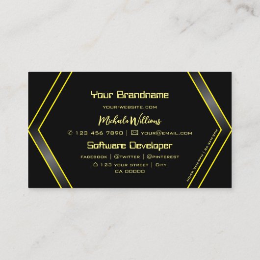 Oogvangst Zwart en geel Flashy Geometric Visitekaartje (Achterkant)