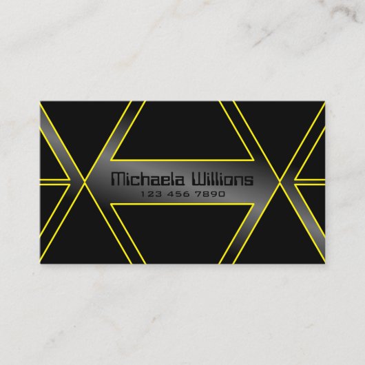 Oogvangst Zwart en geel Flashy Geometric Visitekaartje (Voorkant)
